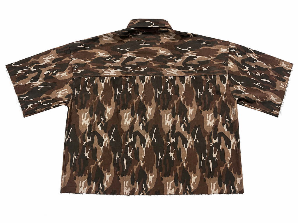 SHIFT SHIRT - BROWN CAMO // GREY RAW DENIM