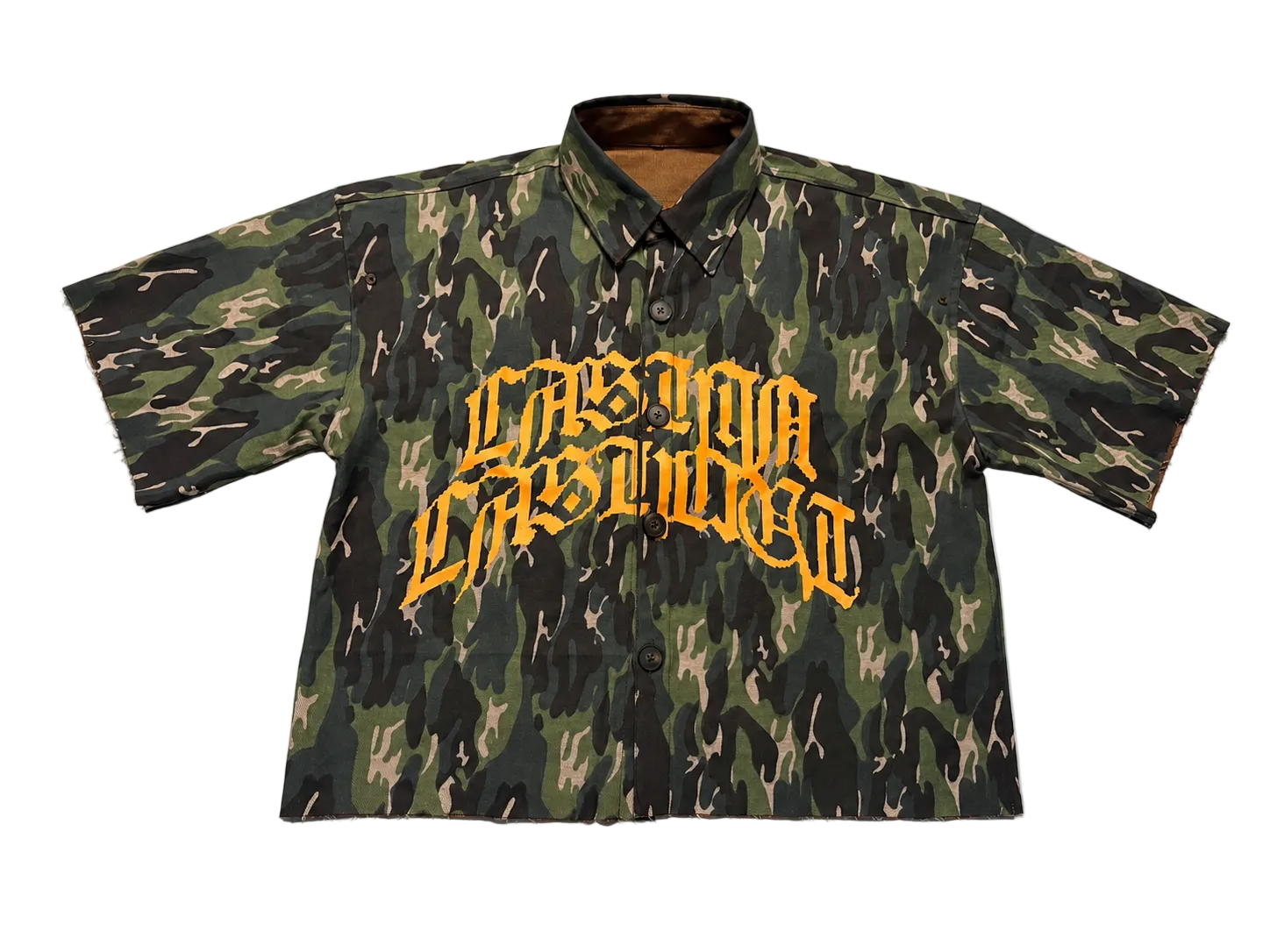 SHIFT SHIRT - GREEN CAMO // BROWN RAW DENIM