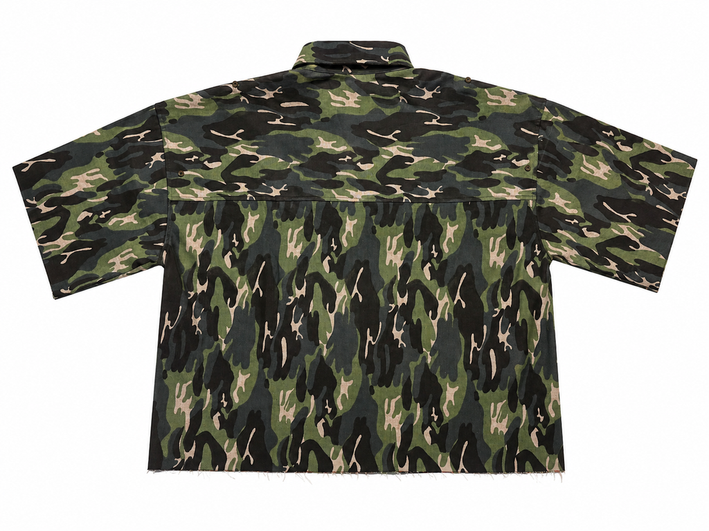 SHIFT SHIRT - GREEN CAMO // BROWN RAW DENIM