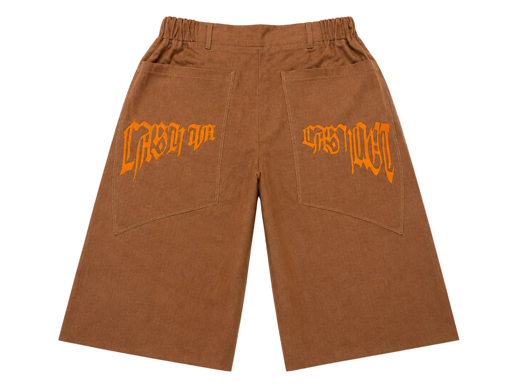 JOLT JORTS - GREEN CAMO // BROWN RAW DENIM