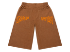 JOLT JORTS - GREEN CAMO // BROWN RAW DENIM
