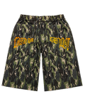 JOLT JORTS - GREEN CAMO // BROWN RAW DENIM