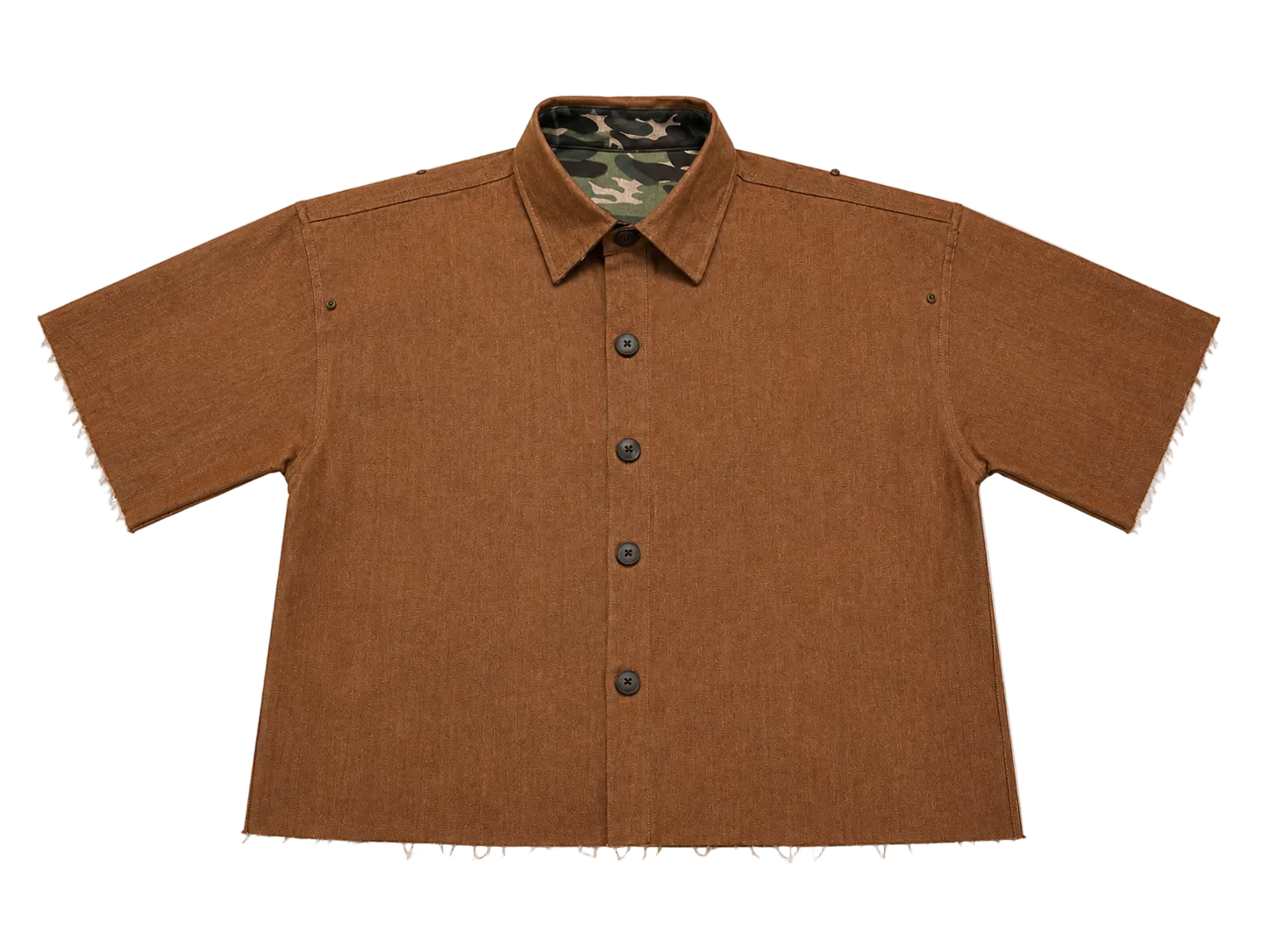 SHIFT SHIRT - GREEN CAMO // BROWN RAW DENIM