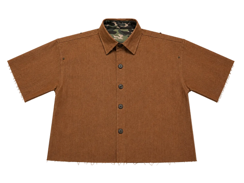 SHIFT SHIRT - GREEN CAMO // BROWN RAW DENIM