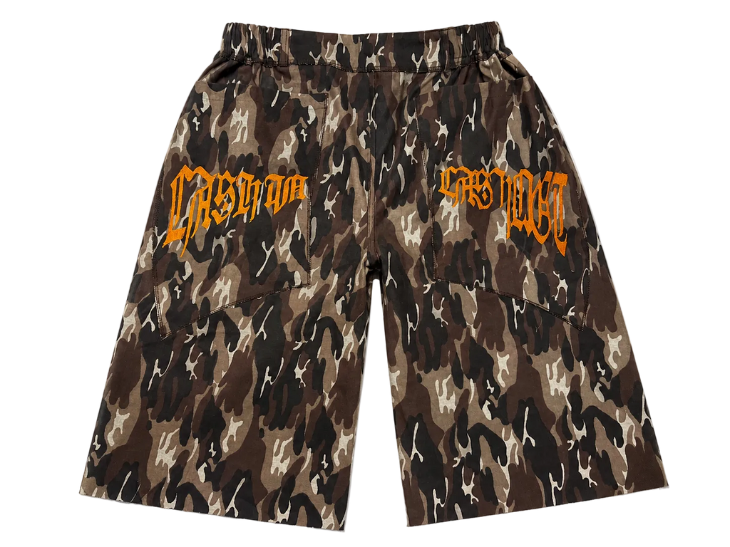 JOLT JORTS - BROWN CAMO // GREY RAW DENIM