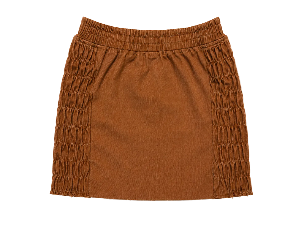 SHIFT SKIRT - BROWN CAMO // BROWN RAW DENIM