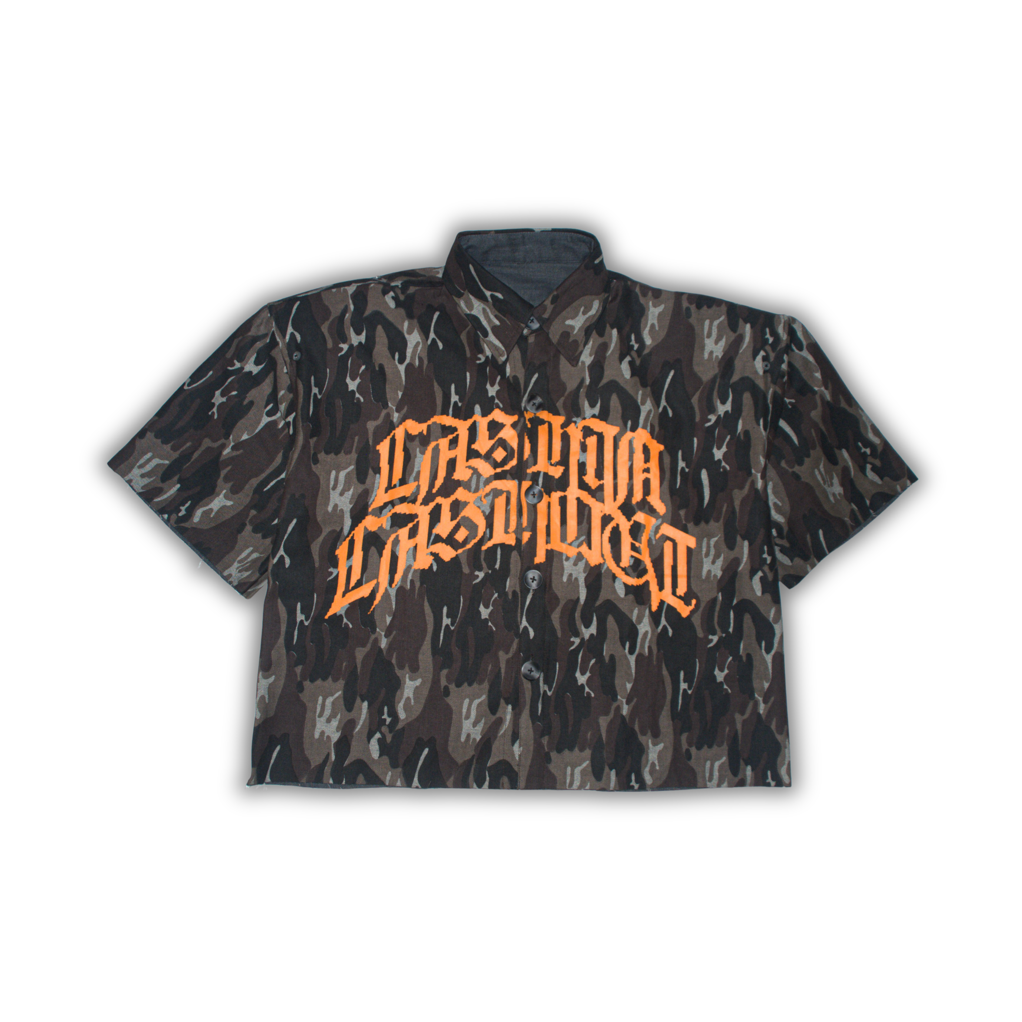 BROWN CAMO // GREY RAW DENIM SHIRT