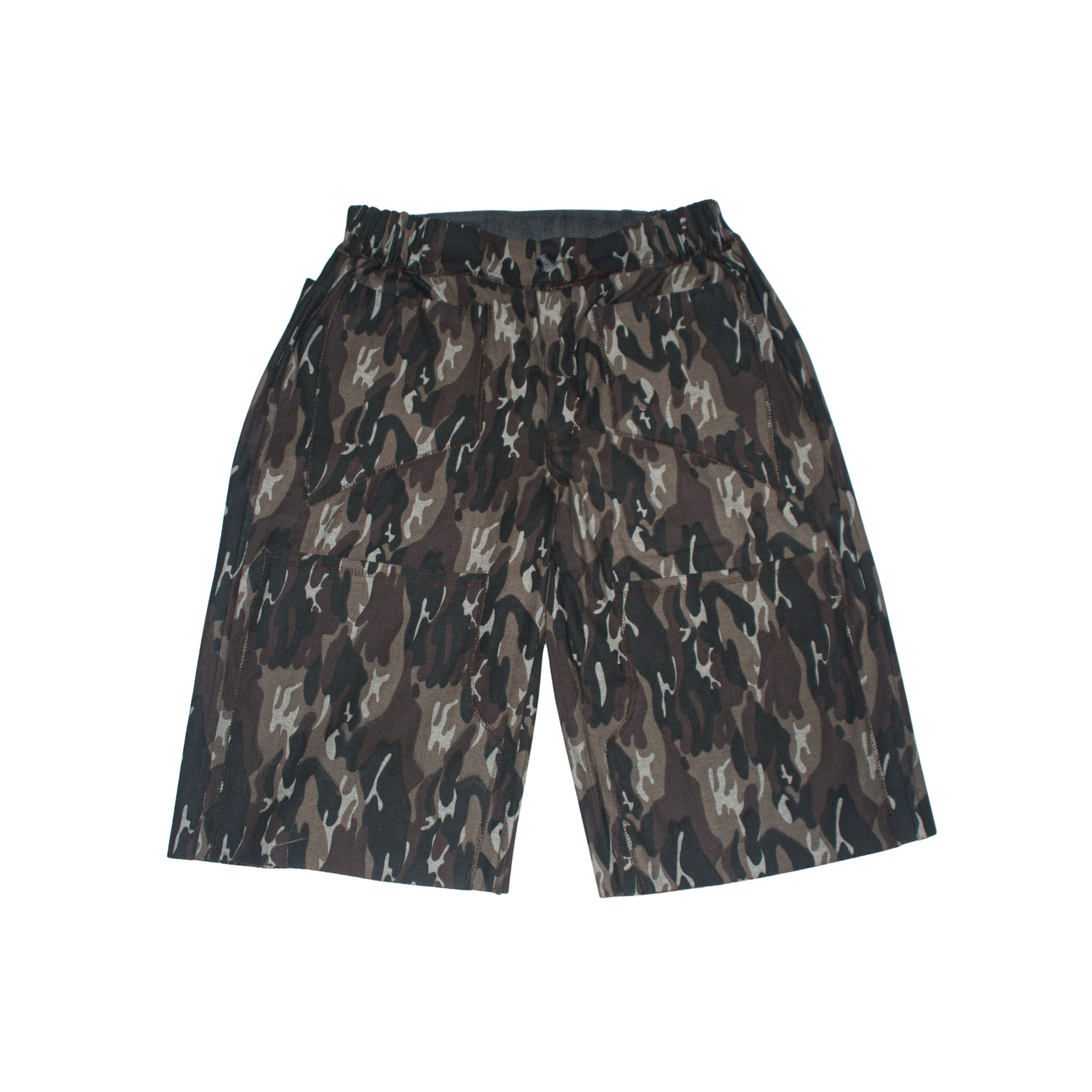 BROWN CAMO // GREY RAW DENIM JORTS