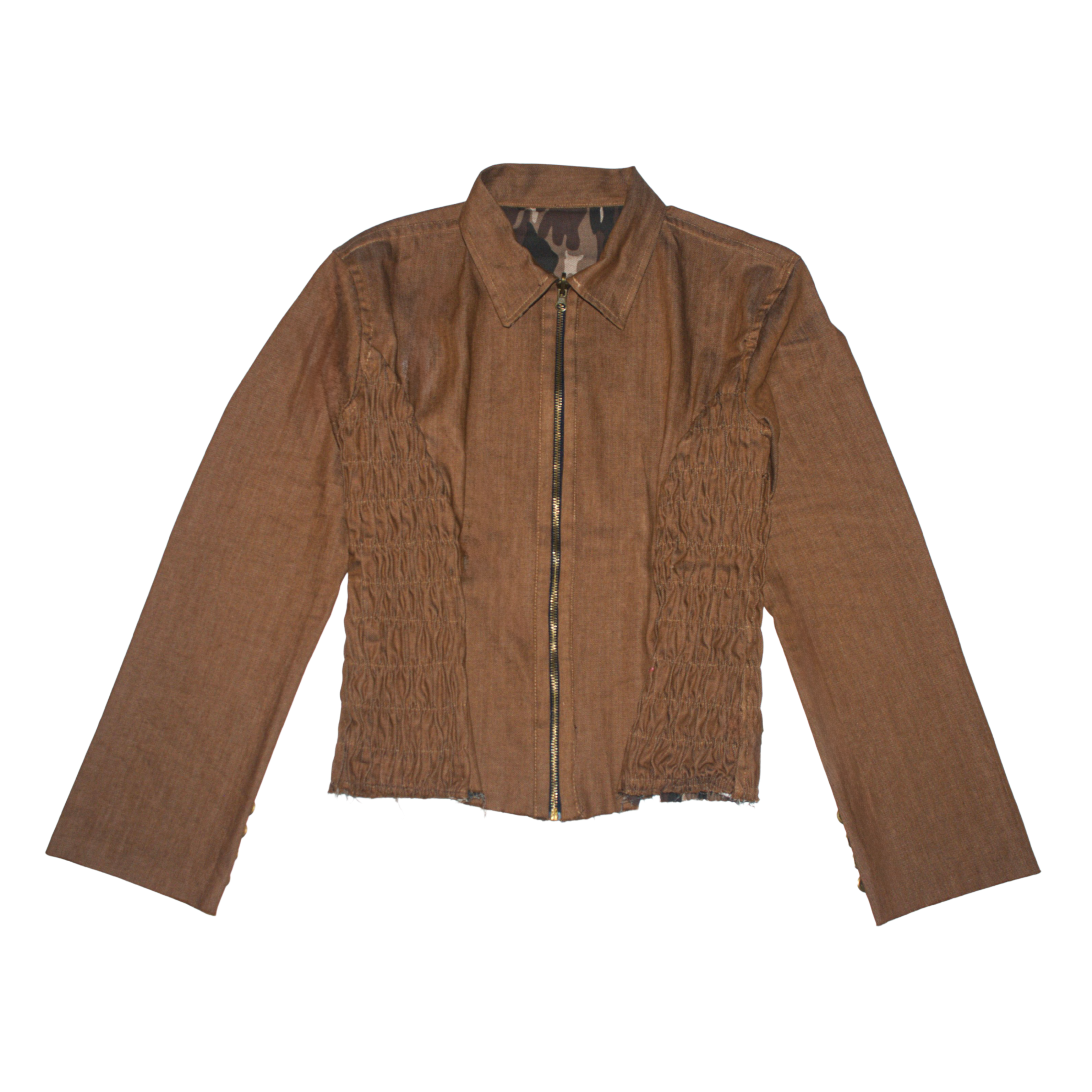 BROWN CAMO // BROWN RAW DENIM TOP