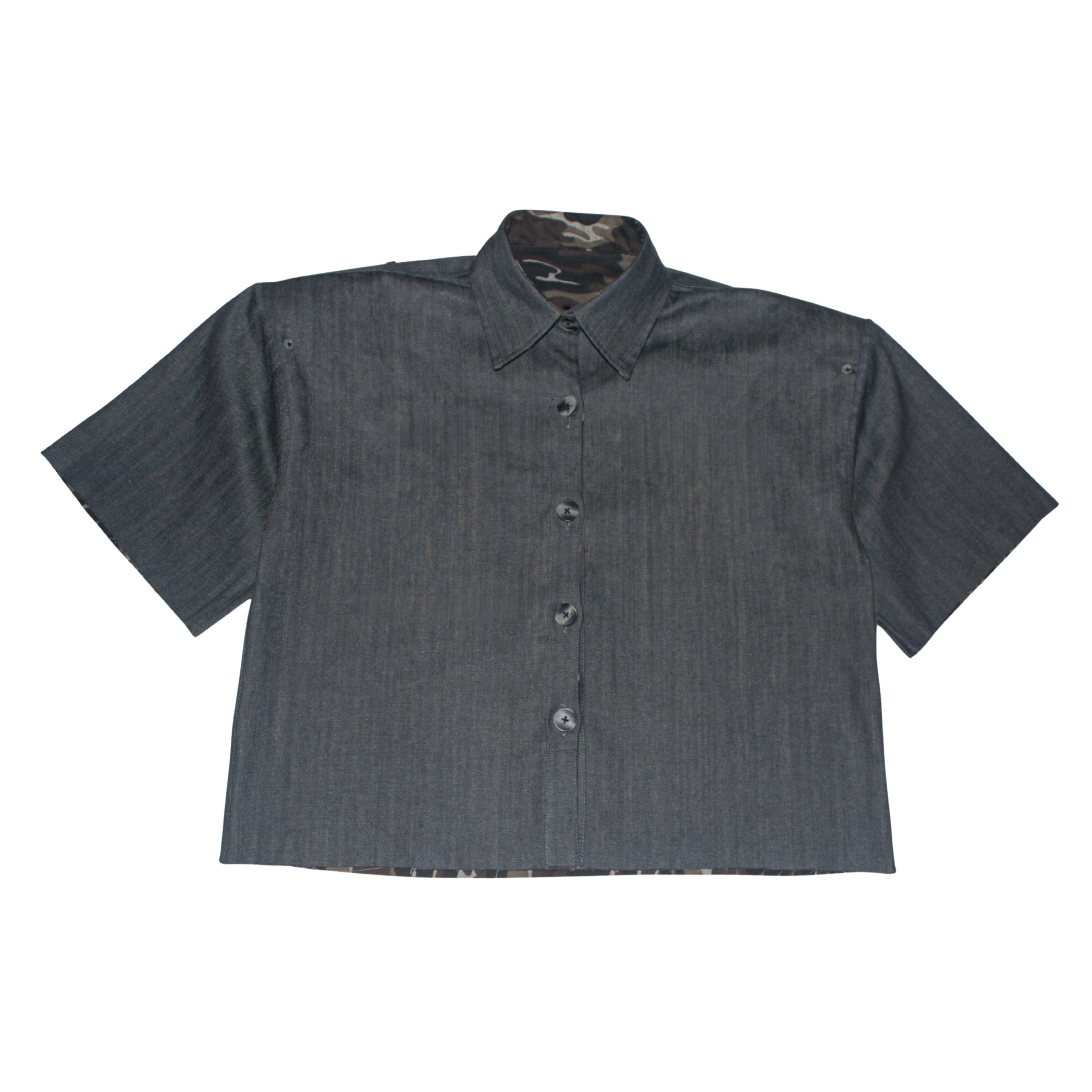 BROWN CAMO // GREY RAW DENIM SHIRT