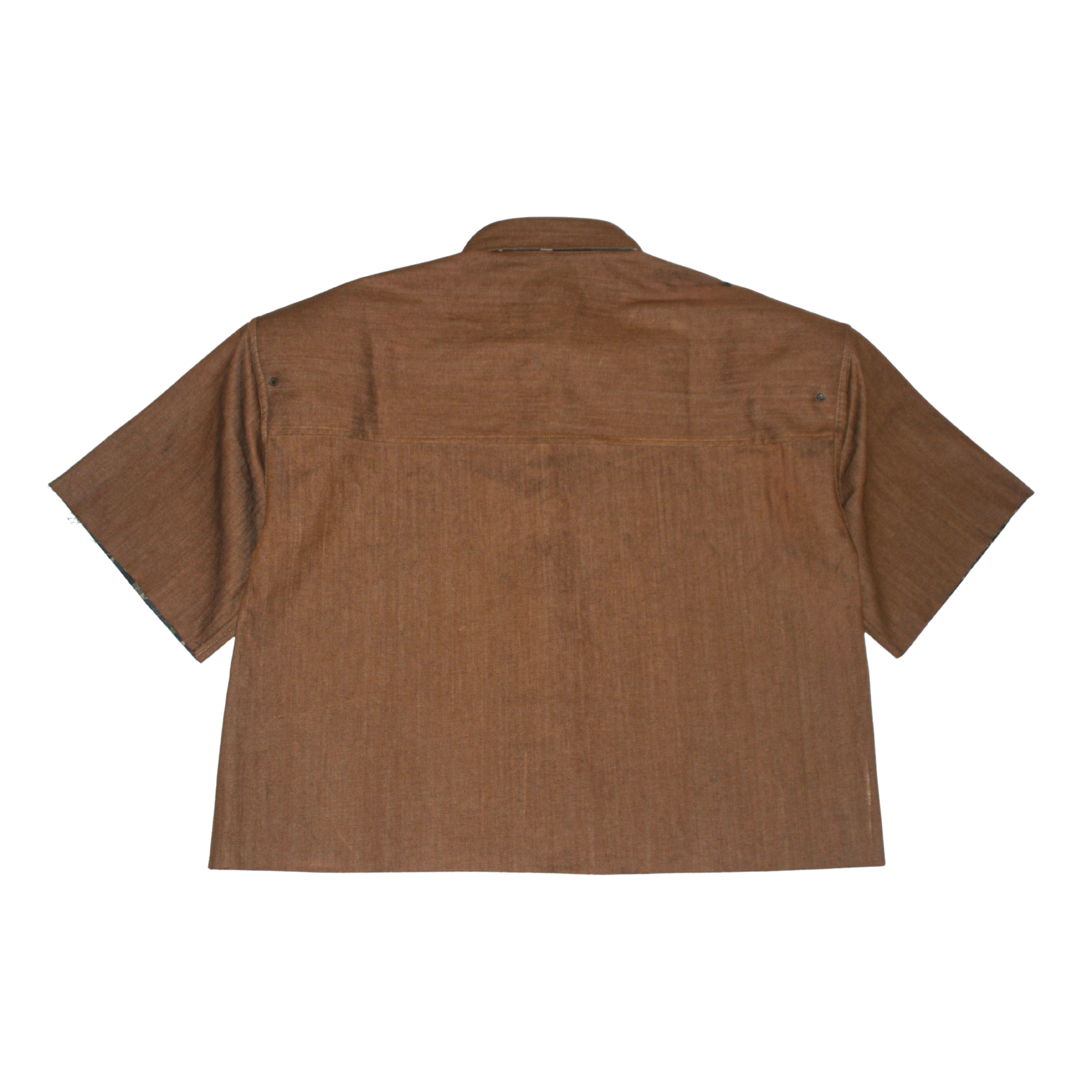 GREEN CAMO // BROWN RAW DENIM SHIRT